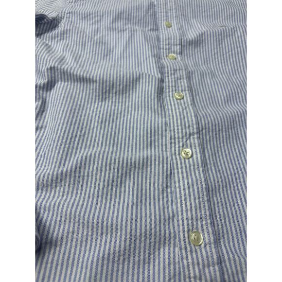 Ralph Lauren Cotton Striped Button Down Shirt L 14/16 Classic Preppy Blue - Picture 3 of 9